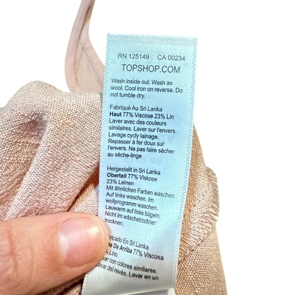 Topshop Blush Pink Button-Down Camisole Tie Front Women’s Size 8 Sleeveless - Picture 8 of 8